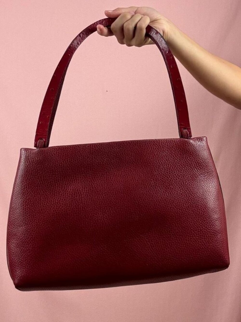 Cranberry Red Leather Shoulder Bag